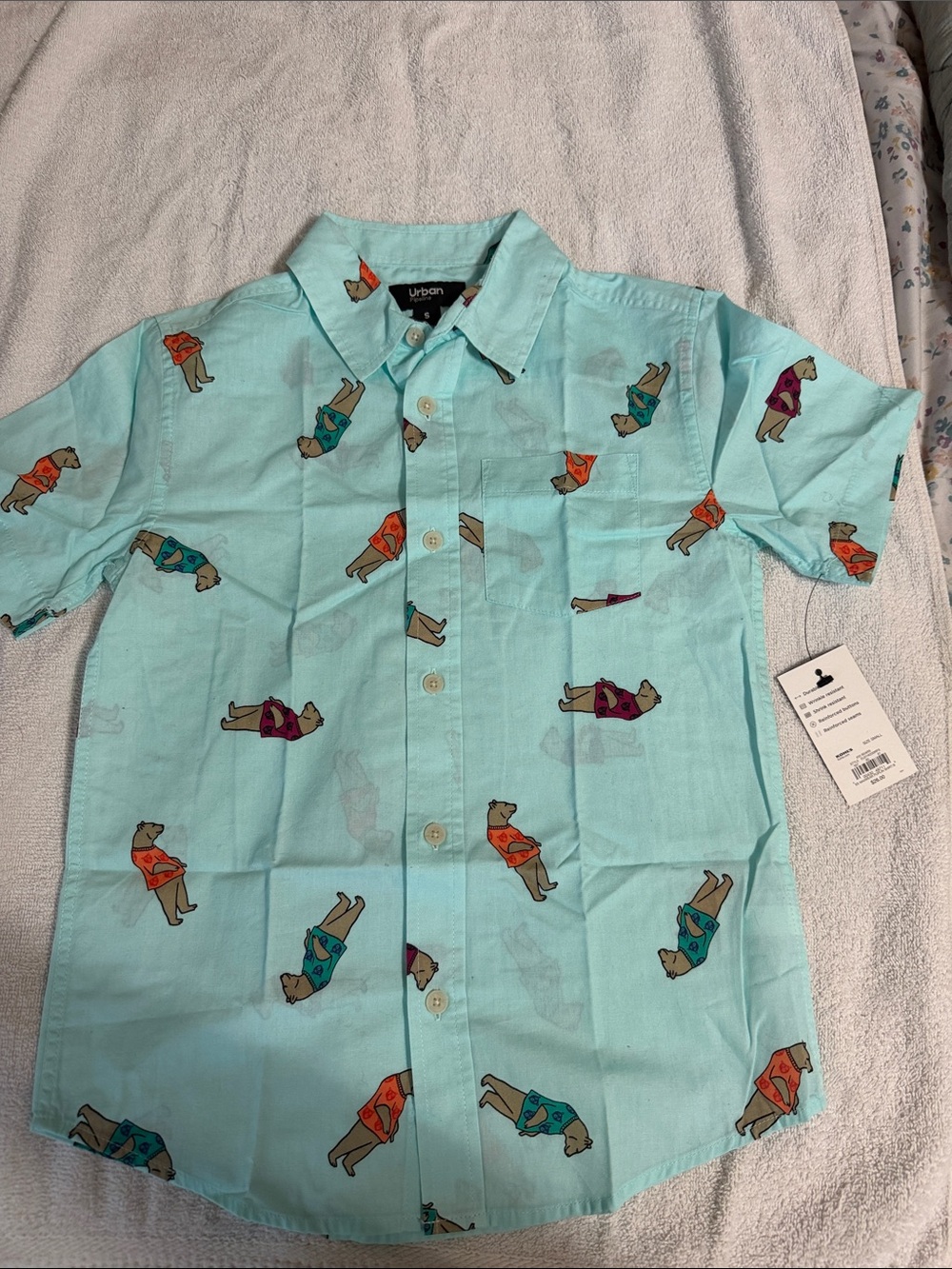 urban pipeline Aqua Button-Down Shirt with Dog Print